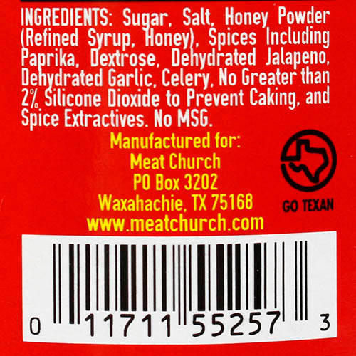 Meat Church Honey Hog Hot BBQ Rub 13 oz. Bottle No Msg Jalapeno Added 55257