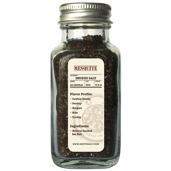 Hepps Salt Company Mesquite Smoked Sea Salt 2.5 Oz Jar All Natural