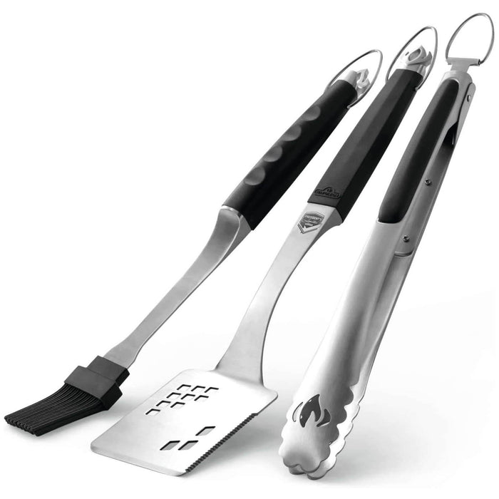 Napoleon Executive 3 Piece Tool Set Grilling Spatula Tongs Basting Brush 70036