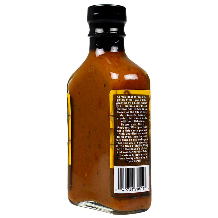 Sauce Crafters Hellhound Ghost Pepper Hot Sauce Caribbean Mustard 5.7 Oz Bottle