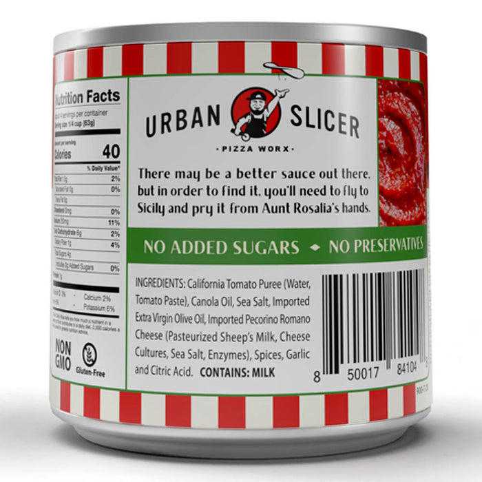 Urban Slicer Red Pizza Sauce 8 Oz Can All Natural Non GMO Gluten Free 84104