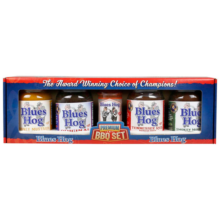 Blues Hog Premium 5 Piece Gift Set Award Winning BBQ Sauces Rub Box Set 91005