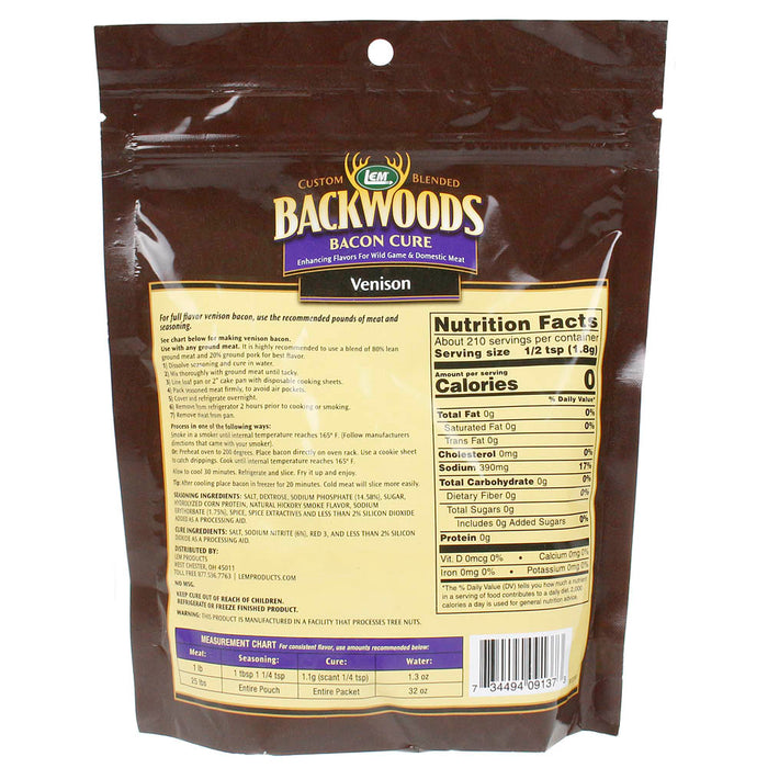 Backwoods 13 Oz Venison Bacon Seasoning Cure Packet Makes 25 Lbs of Meat 9137