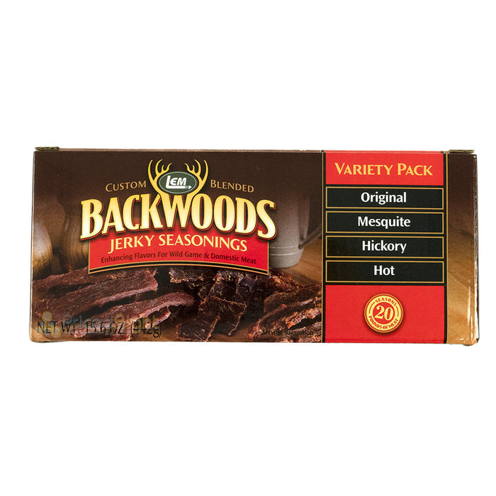 Backwoods Jerky Seasoning Original Mesquite Hickory Hot Variety Pack 5 lbs Each