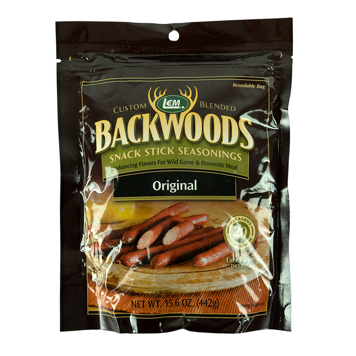 Backwoods Original Snack Stick Seasoning 20 lbs Meat w/ Cure Packet LEM 15.6 oz