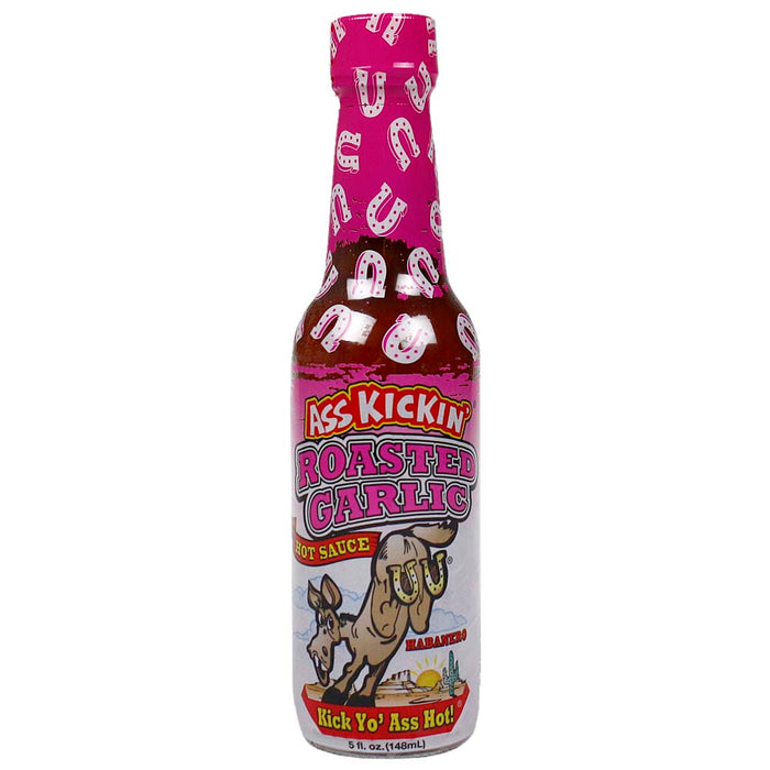 Ass Kickin' Roasted Garlic Hot Sauce 5 oz Bottle Habanero Jalapeno Peppers AK732