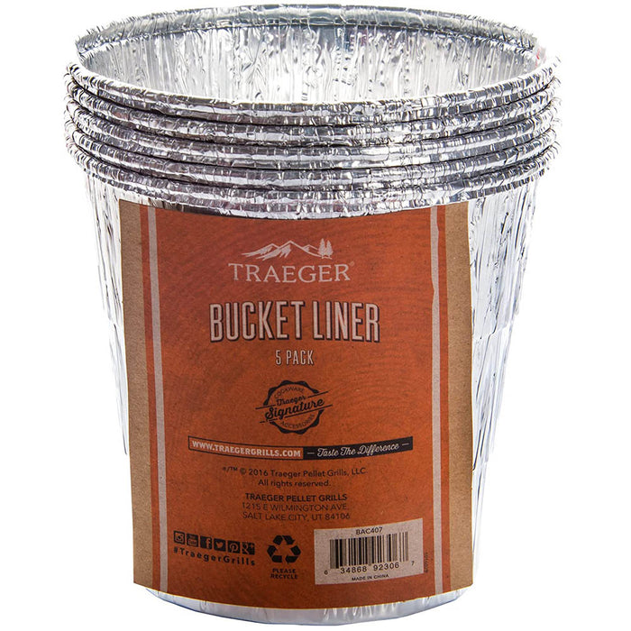 Traeger 5 Pack Bucket Liner Disposable Aluminum Material Easy Clean Up BAC407