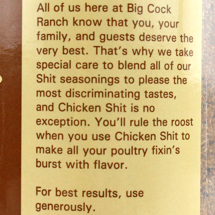 Big Cock Ranch 12 Oz Chicken Shit Poultry Seasoning All Purpose Gluten & Msg Free