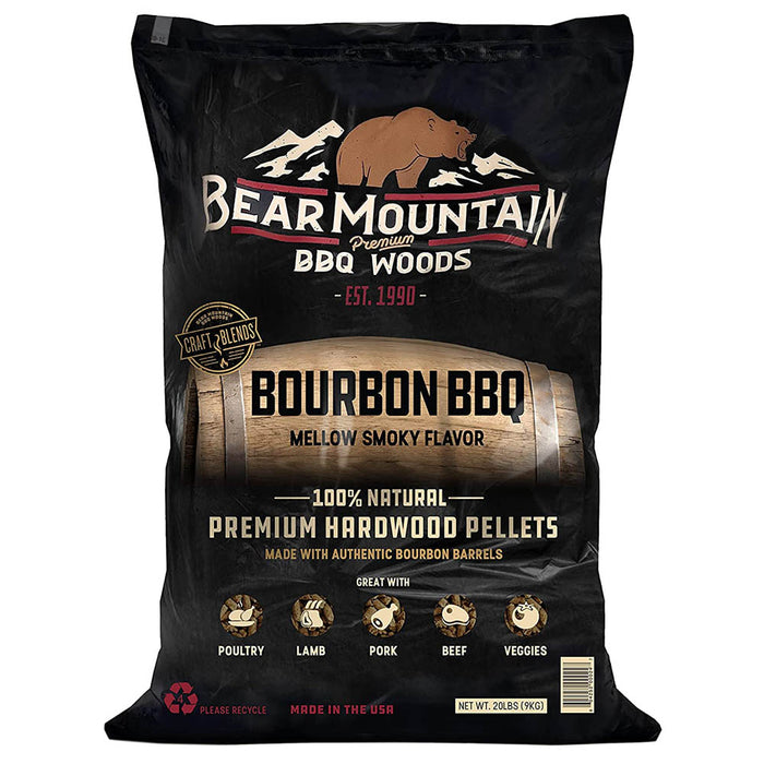 Bear Mountain Bourbon BBQ Premium Cooking Pellets Mellow Smoky Flavor 20lb Bag