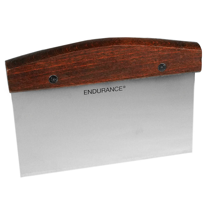 Wide Contoured Stainless Steel Rosewood Bench Scraper Multi-Purpose Kitchen Tool