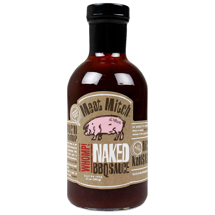 Meat Mitch WHOMP! Naked BBQ Sauce 21 Oz Bottle Award Winning No MSG or Gluten