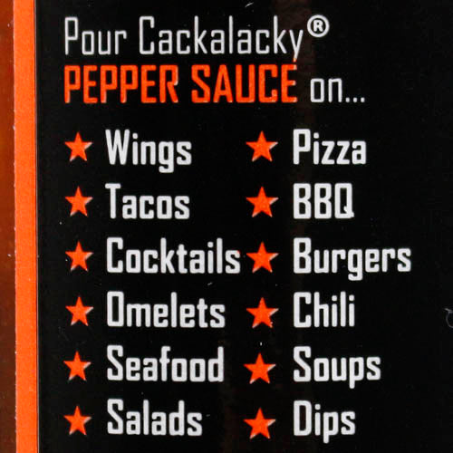 Cackalacky 5 oz Pepper Sauce Chile Peppers Original Sauce 3500 Scoville Units