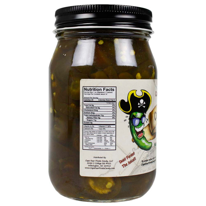 Cape Fear Pirate Candy Candied Jalapenos Sweet Hot Peppers 16 Oz Jar