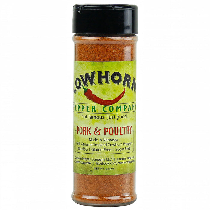 2.83 oz Pepper Company Pork & Poultry Seasoning Genuine Smoked Cowhorn Peppers