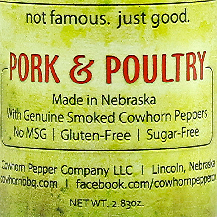 2.83 oz Pepper Company Pork & Poultry Seasoning Genuine Smoked Cowhorn Peppers