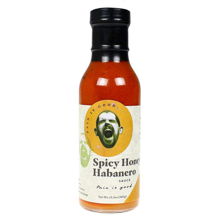 Pain is Good Spicy Honey Habanero Super Hot Wing Sauce KC Chief Approved 13.5 oz