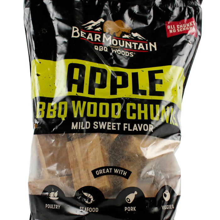 Bear Mountain BBQ Apple 100% All Natural Hardwood Chunks Mild Sweet Smoky Flavor