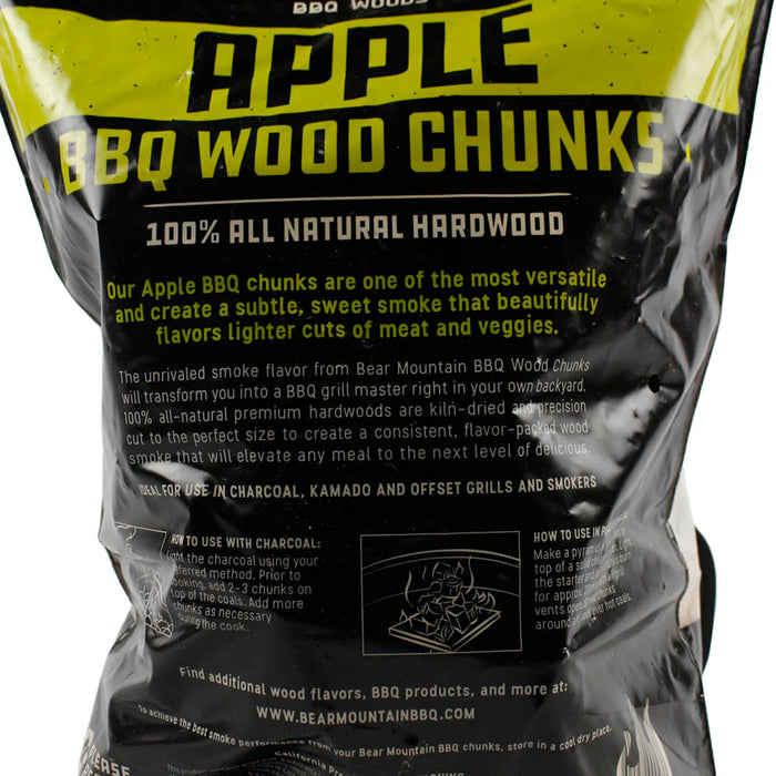 Bear Mountain BBQ Apple 100% All Natural Hardwood Chunks Mild Sweet Smoky Flavor