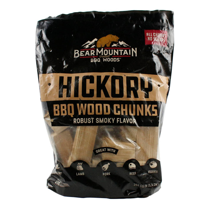 Bear Mountain BBQ Hickory 100% All Natural Hardwood Chunks Robust Smoky Flavor