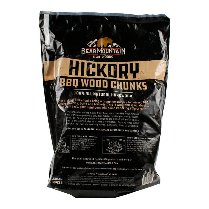 Bear Mountain BBQ Hickory 100% All Natural Hardwood Chunks Robust Smoky Flavor