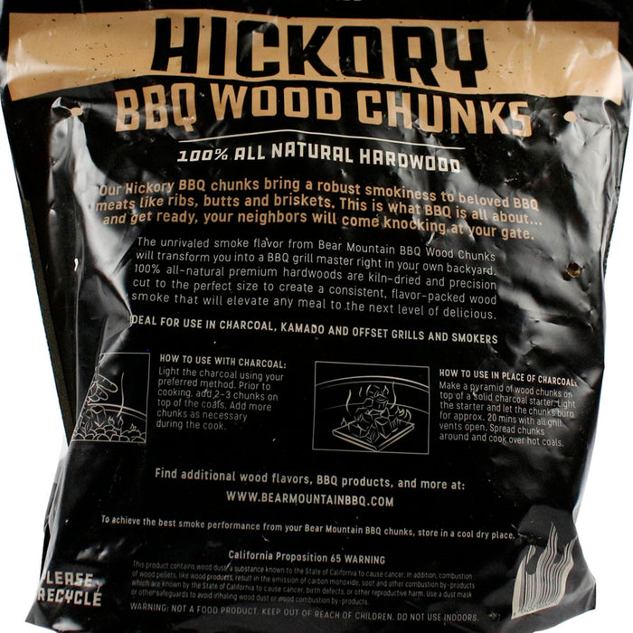 Bear Mountain BBQ Hickory 100% All Natural Hardwood Chunks Robust Smoky Flavor