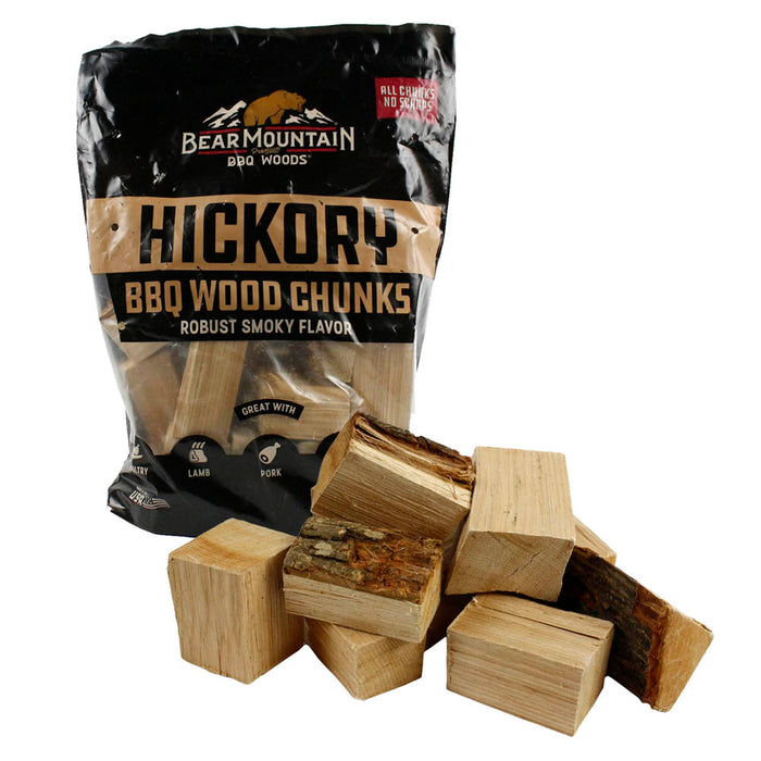 Bear Mountain BBQ Hickory 100% All Natural Hardwood Chunks Robust Smoky Flavor