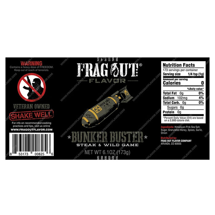 Frag Out Flavor Bunker Buster Steak and Wild Game Seasoning Rub 6.1 Oz Bottle