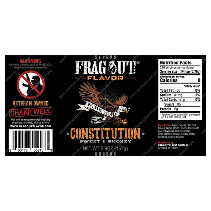 Frag Out Flavor Constitution Sweet and Smokey Seasoning Rub Blend 5.9 Oz Bottle