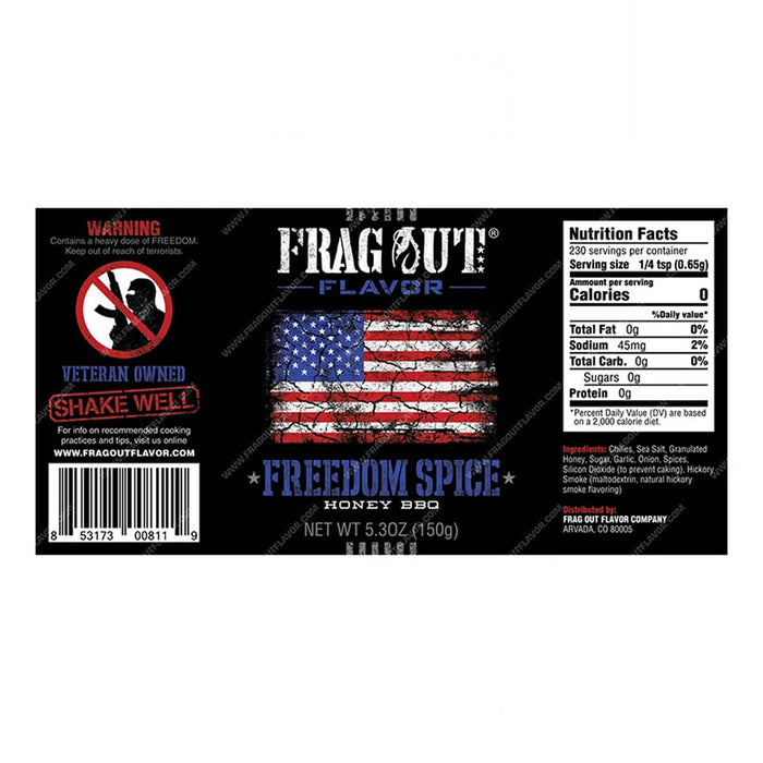 Frag Out Flavor Freedom Spice Honey BBQ Seasoning 5.3 Oz Bottle