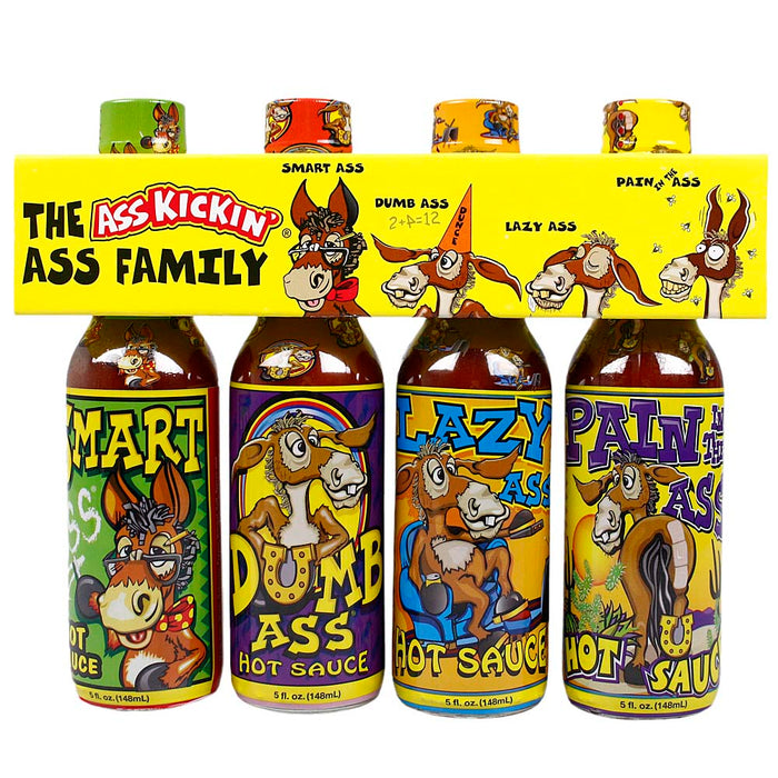 Ass Kickin' Family Gift Set 4 Flavors of 5 Oz Bottles Habanero Blends GS602