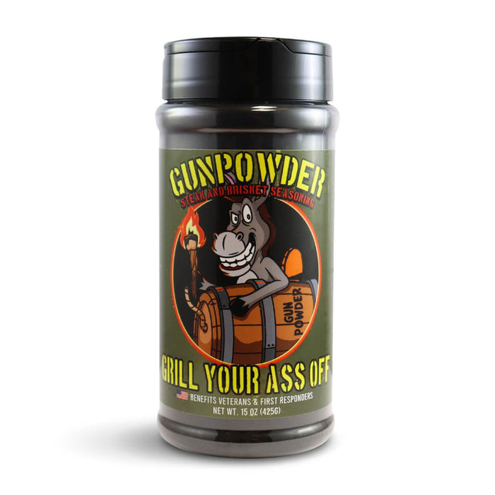 Grill Your Ass Off 15 oz Gunpowder Steak & Brisket Seasoning MSG and Gluten Free