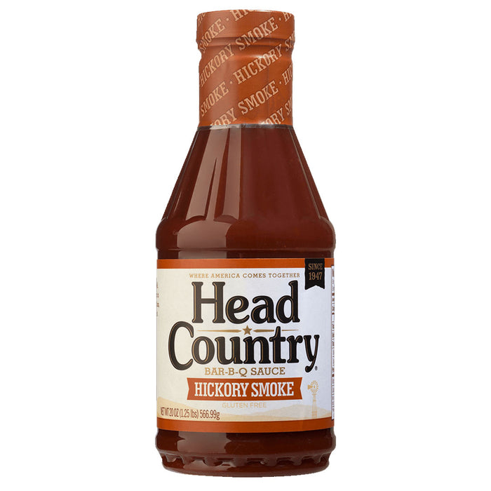 Head Country Hickory Smoke BBQ Sauce Bold and Smokey Gluten Free 20 Oz Bottle