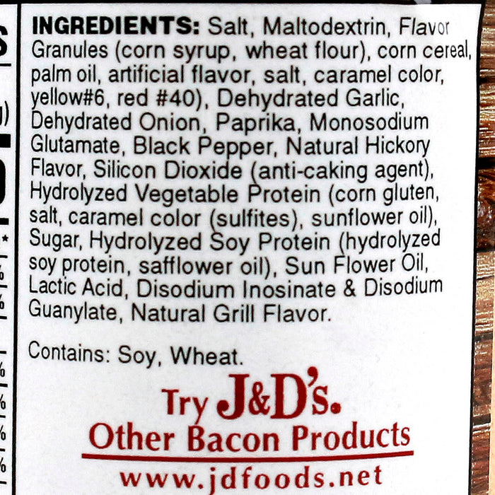 J&D's Hickory Bacon Salt 2.75oz All Natural Bacon Flavored Seasoning Spice Rub