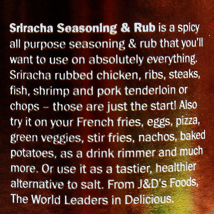 J&D's Sriracha Seasoning & Rub 4.25oz All Natural Thai Hot Chili Seasoning Spice