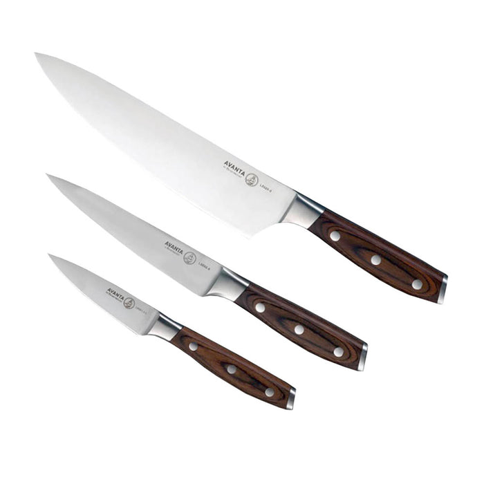 Messermeister Avanta 3 Pc Starter Kitchen Knife Set Stainless Steel Pakkawood