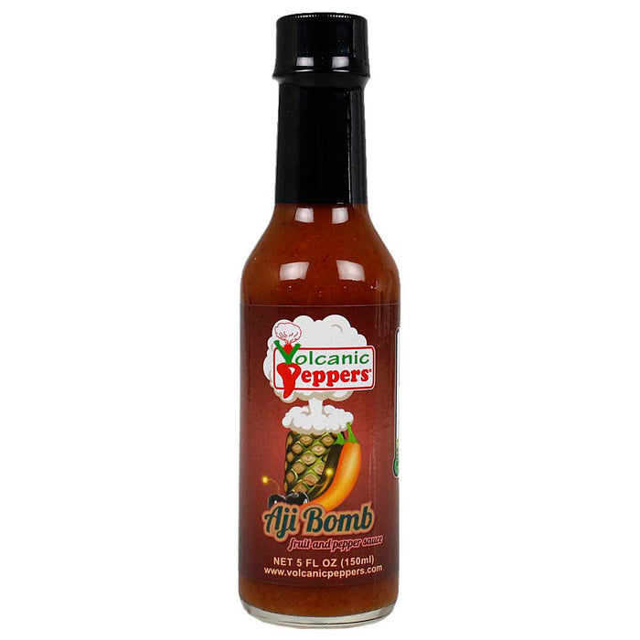 Volcanic Peppers Aji Bomb Fruit and Pepper Sauce 5 Oz Sweet Mild LAVADBA