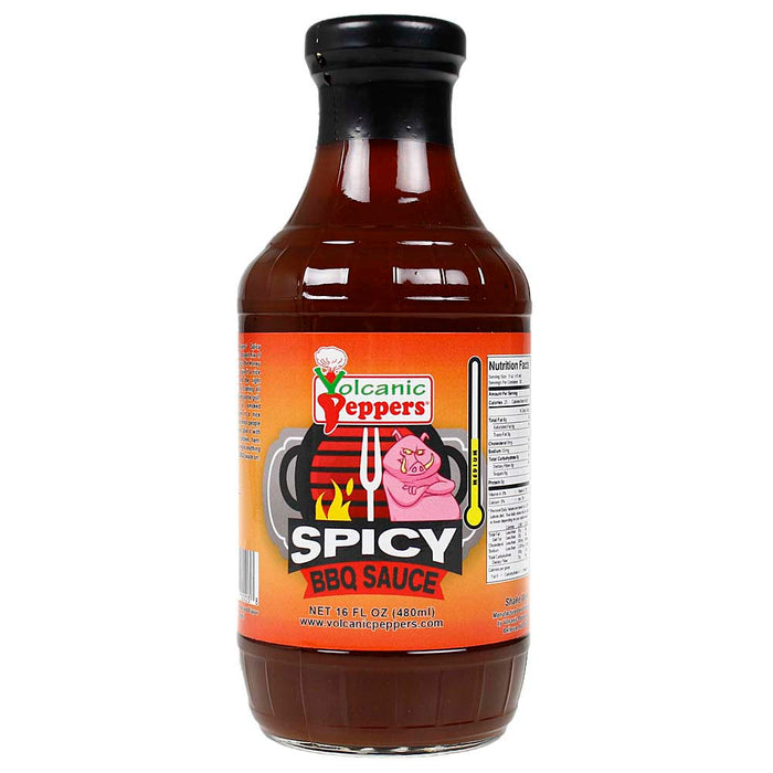 Volcanic Peppers Spicy BBQ Sauce 16 Oz Bottle Sweet Smokey Spicy LAVASBB