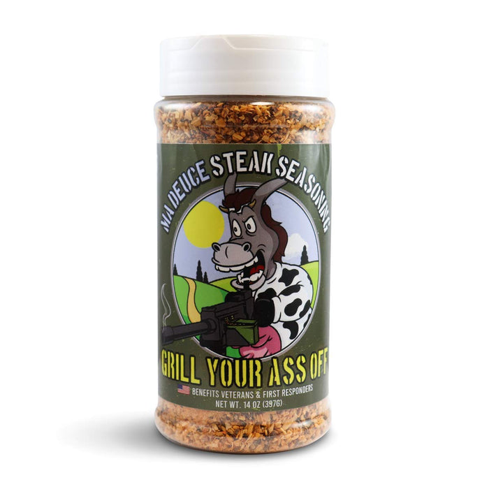 Grill Your Ass Off 14 oz. Ma Deuce Steak Seasoning MSG & Gluten Free MADEUCE