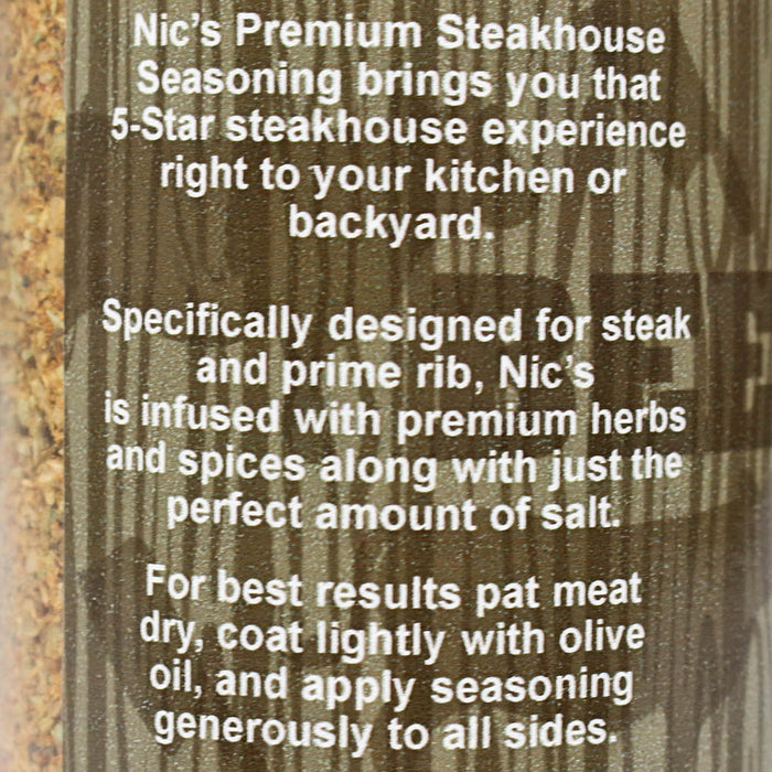 Nic's Premium Steakhouse Seasoning Steak Prime Rib Rub 7.8oz Bottle Savory Herbs