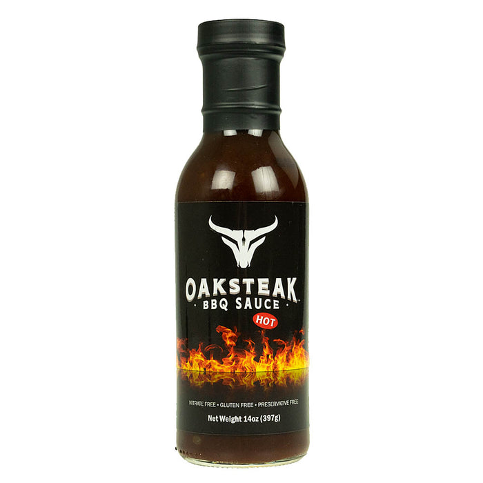 Oaksteak Original Hot BBQ Sauce Homemade Recipe Gluten Free No MSG 14 Ounces