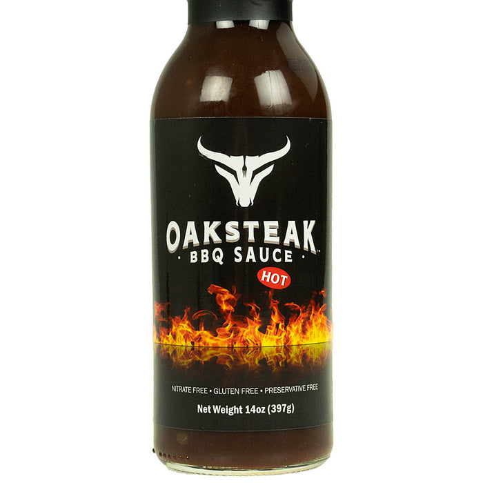 Oaksteak Original Hot BBQ Sauce Homemade Recipe Gluten Free No MSG 14 Ounces