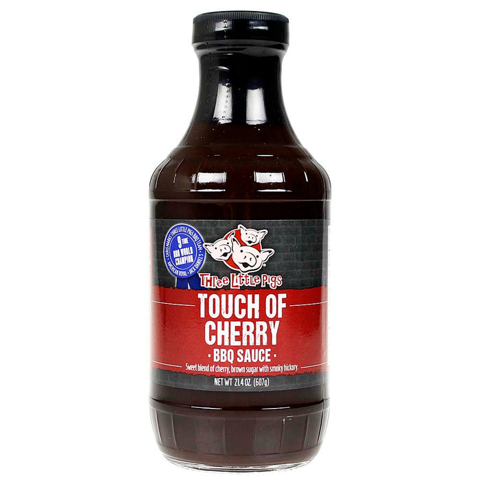 Three Little Pigs Touch of Cherry BBQ Sauce Sweet Smoky Hickory 21.4 Oz Bottle