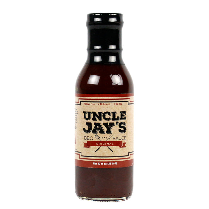 Uncle Jays BBQ Sauce Sweet and Smoky Local Nebraska Sauce 12 Oz Bottle