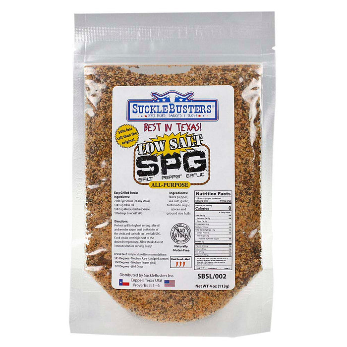 Sucklebusters Low Salt SPG Seasoning 4 Oz All Purpose Salt Pepper Garlic Blend