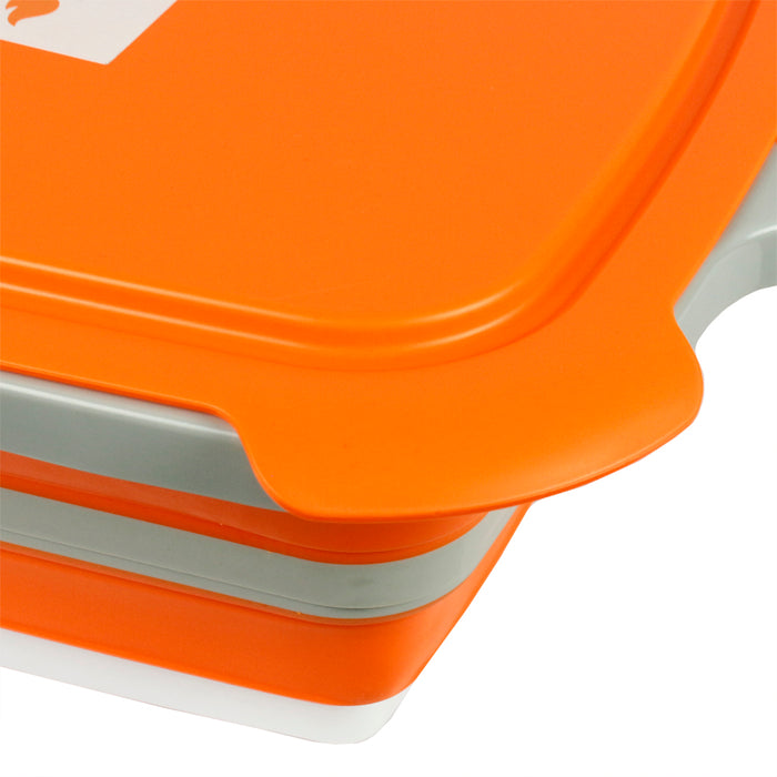 DripEZ XL BBQ Adjustable 3-Height Prep Tub With Cutting Board And Lid Orange