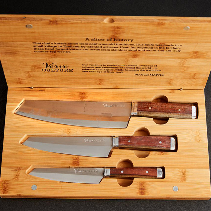 Verve Culture 3 Thai Chef's Knives Set 8" 6" and 5" Inch 3-Piece Set VCCKSET